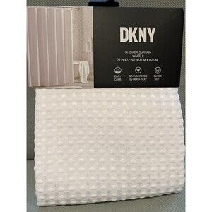 DKNY Waffle White Fabric Polyester Shower Curtain 72" x 72" Textured New